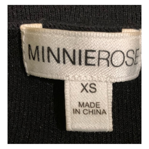 Minnie Rose Top Cutout Black Ribbed Knit Scalloped Edge Tank Top Size XS - Picture 3 of 8